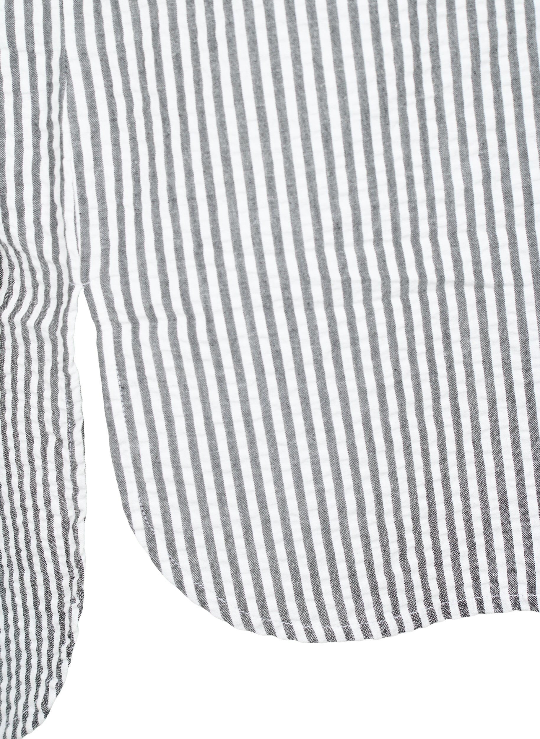 Zizzifashion Striped shirt with chest pockets, White/Black Stripe, Packshot image number 3
