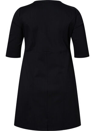 Monochrome dress with 3/4 sleeves and slit, Black, Packshot image number 1