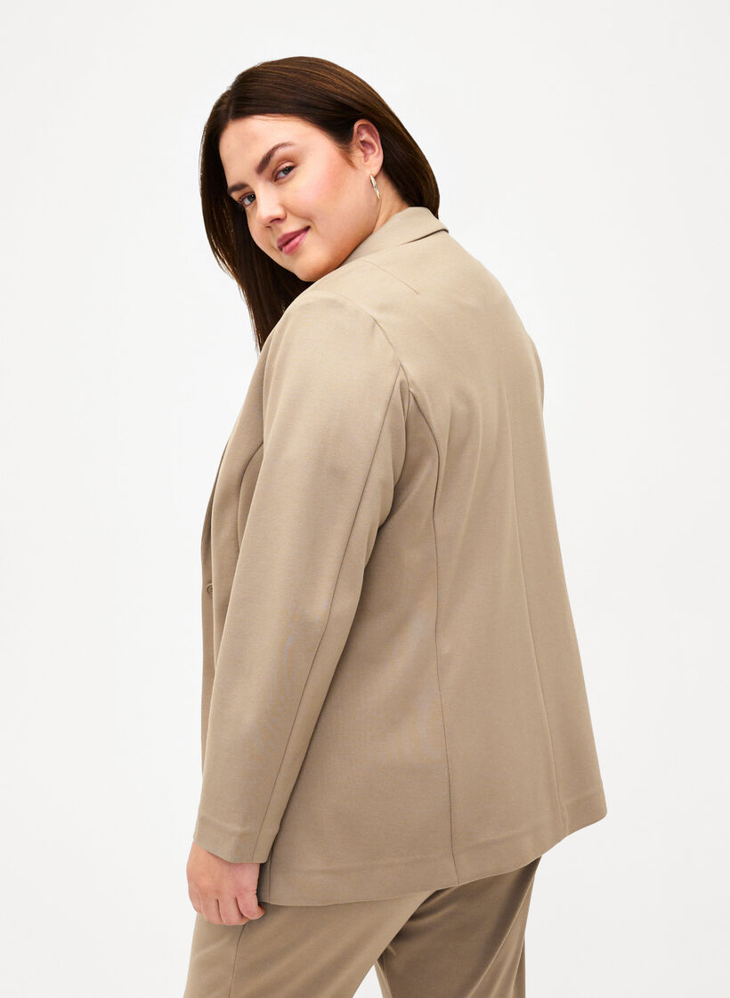 Simple blazer with button closure, Beige, Model image number 2