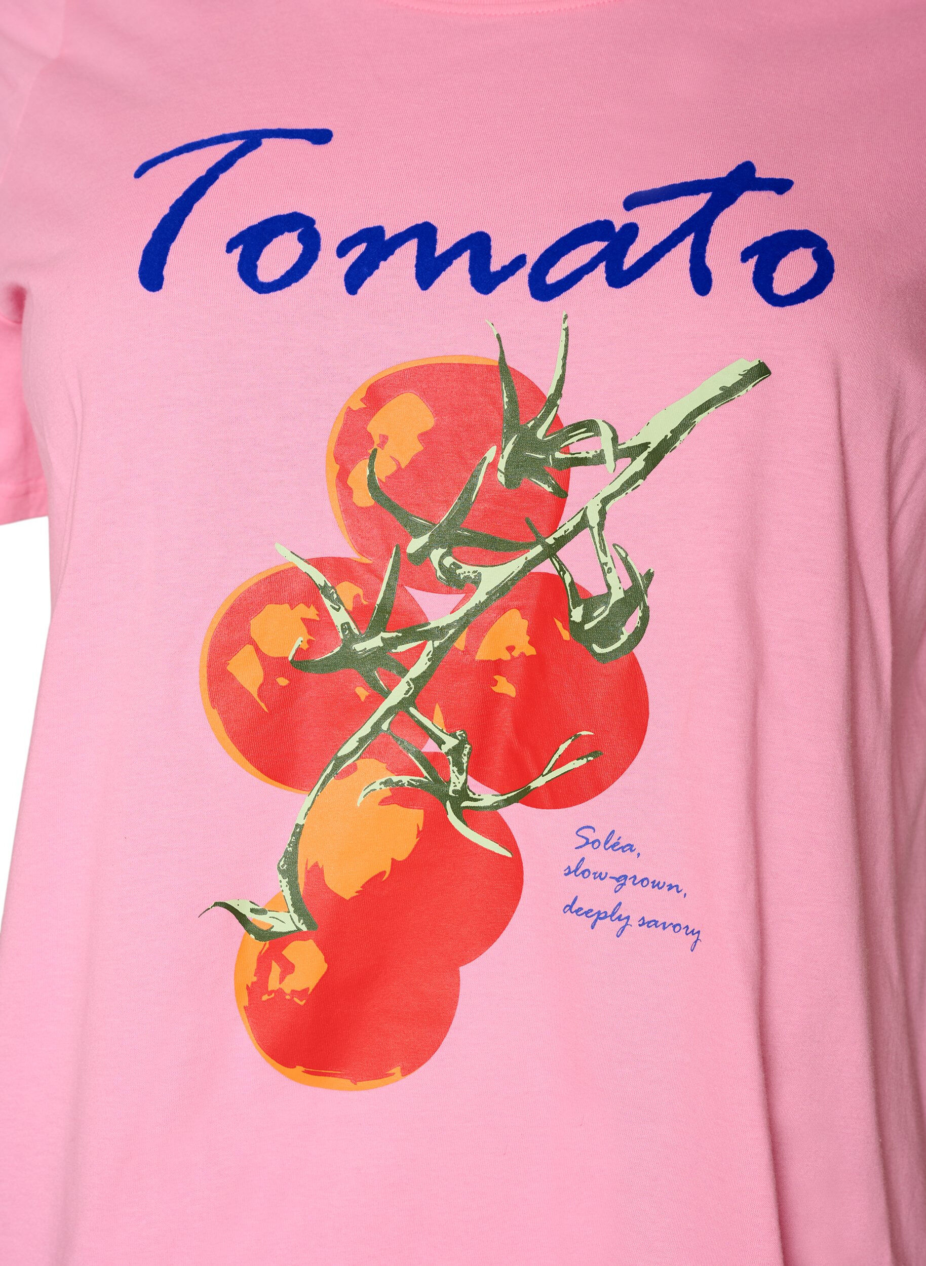 ZizzifashionOrganic cotton T-shirt with tomato print, Pink, Packshot image number 2