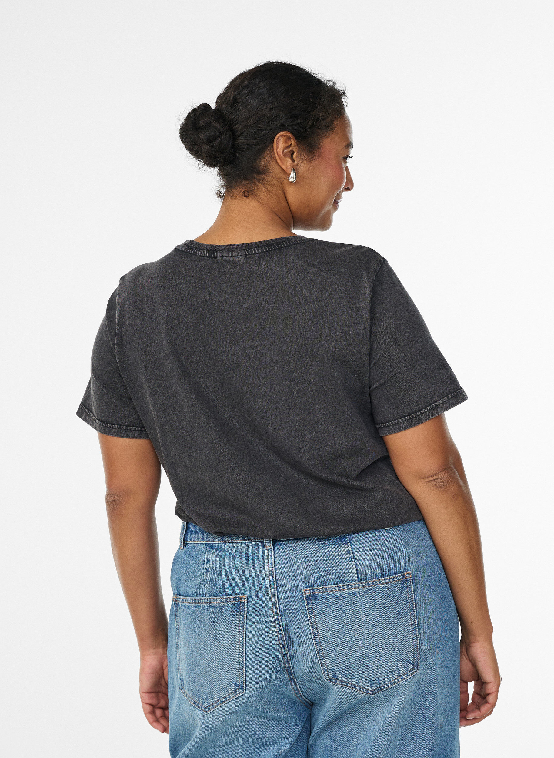 Zizzifashion Organic cotton t-shirt with print, Dark Grey, Model image number 2