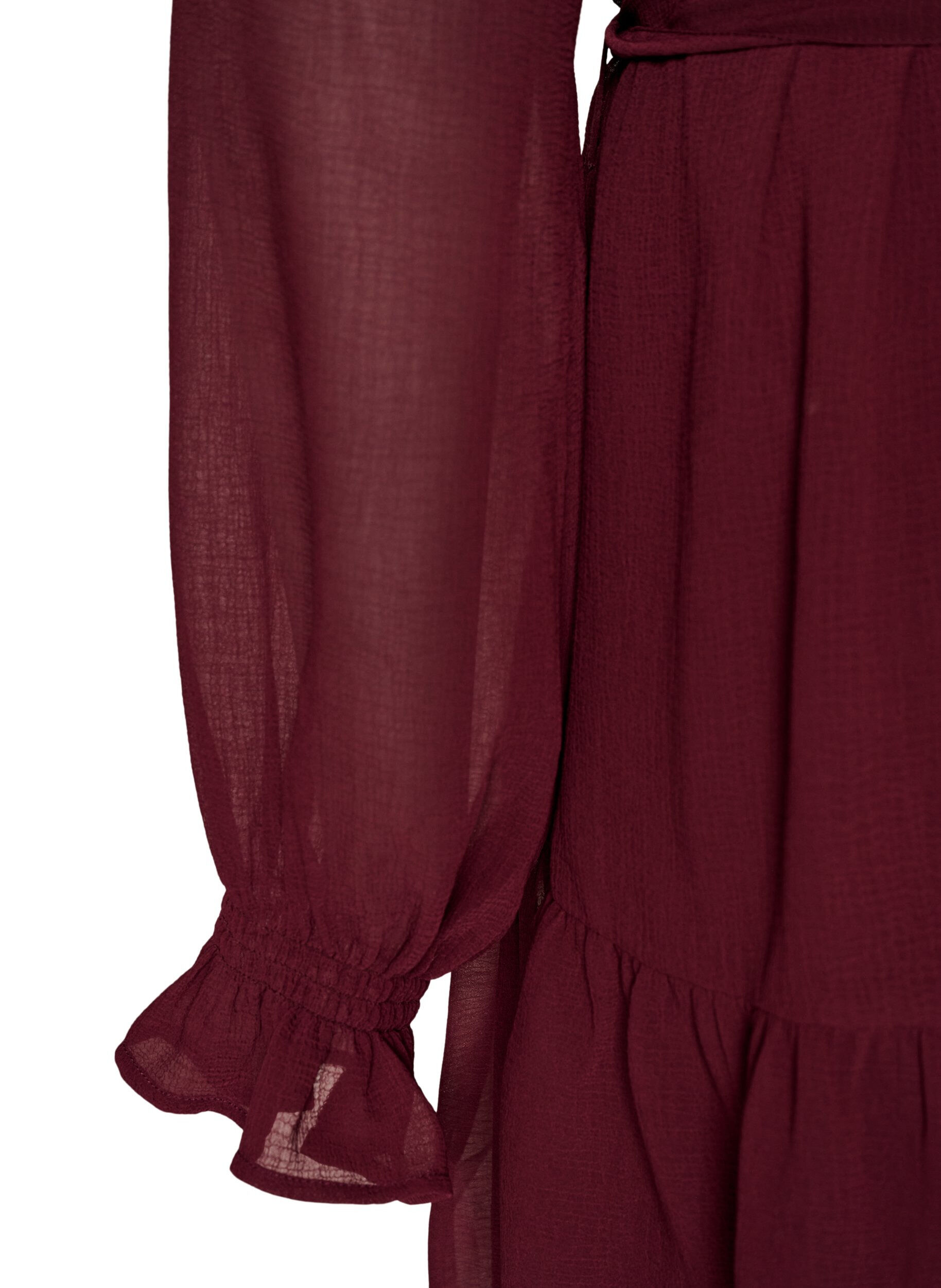 ZizzifashionDress in a lightweight woven fabric with ruffles and a tie-belt, Red, Packshot image number 3