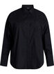 Cotton shirt with tone-on-tone floral embroidery, Black, Packshot image number 0