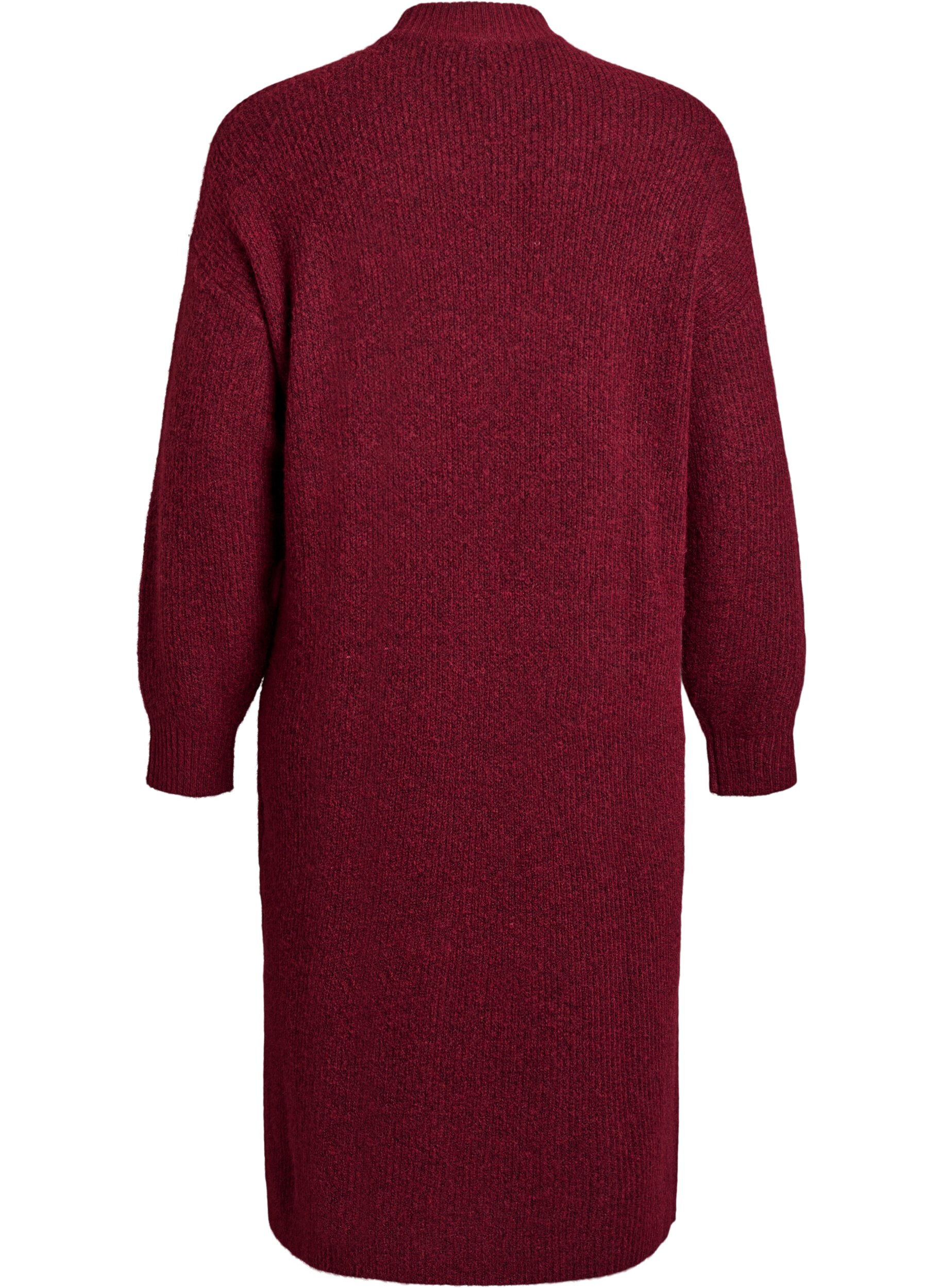 Zizzifashion Long knitted dress with high neck, Red, Packshot image number 1