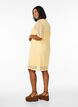Knee-length dress with eyelet pattern and short sleeves, Yellow, Model image number 2