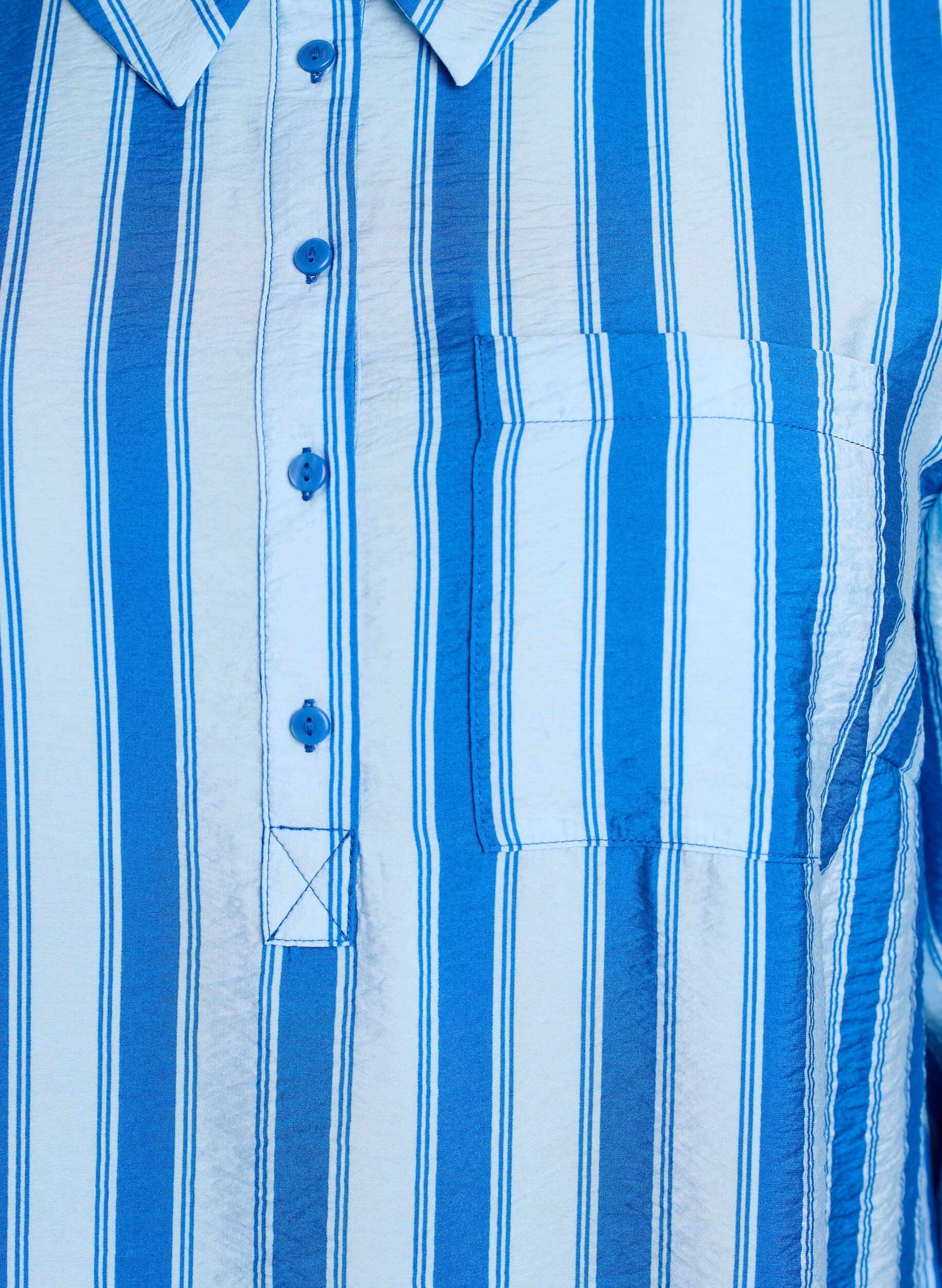 Zizzifashion Short dress with collar and chest pocket, Blue, Packshot image number 2