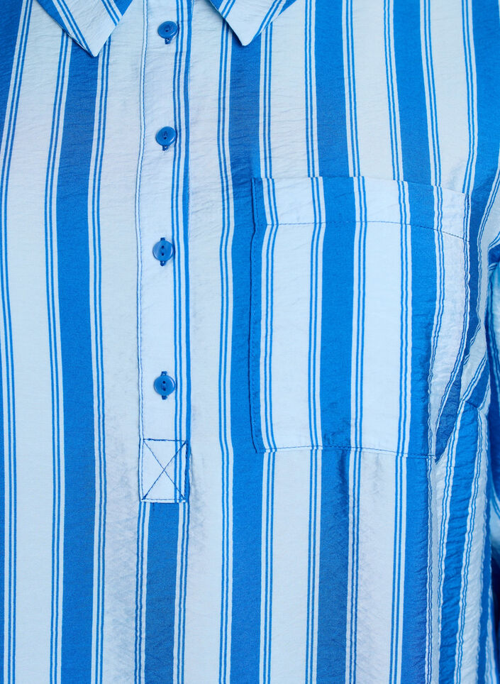 Short dress with collar and chest pocket, Blue, Packshot image number 2