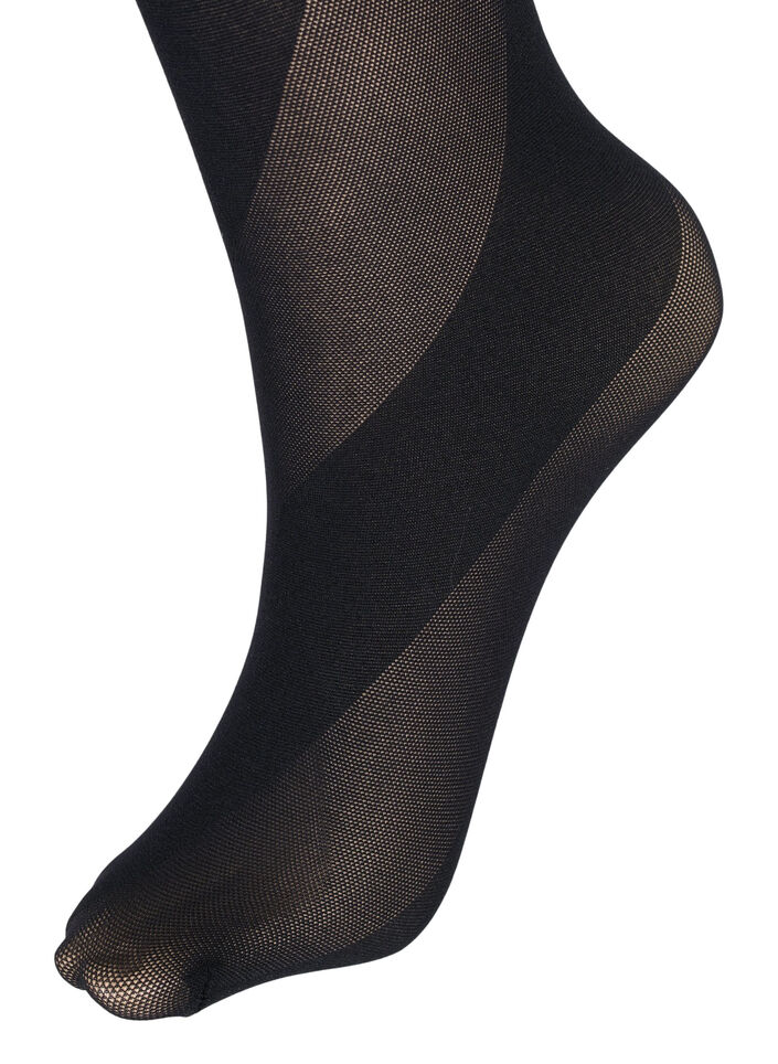 Tights in 50 denier with stripes, Black, Packshot image number 1
