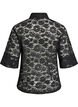 Lace blouse with collar and 1/2 sleeves, Black, Packshot image number 1