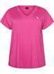 Loose training t-shirt with v-neck, Pink, Packshot image number 0