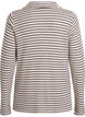 Striped jersey blouse with a collar and V-neck, Beige, Packshot image number 1