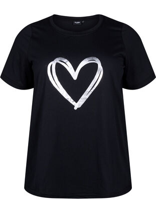FLASH - T-shirt with motif, Black Silver Heart, Packshot image number 0
