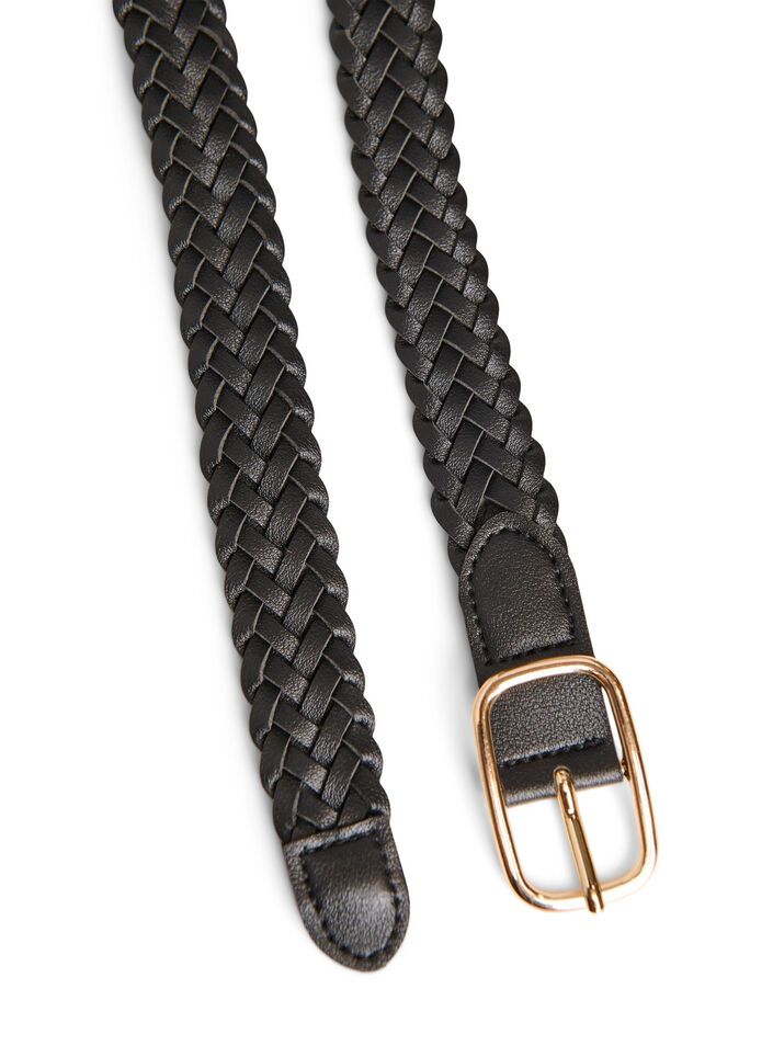 Braided belt in faux leather, Black, Packshot image number 1