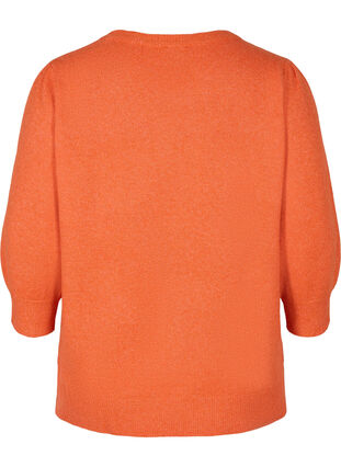 Mottled knitted top with 3/4-length sleeves, Scarlet Ibis, Packshot image number 1