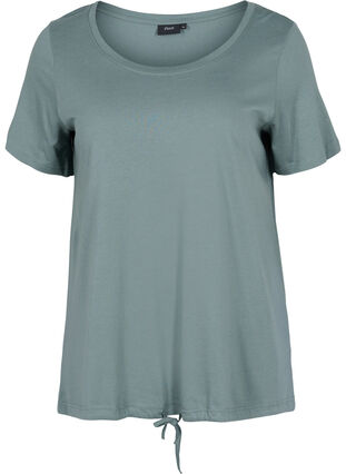 Short sleeved t-shirt with adjustable bottom, Balsam Green, Packshot image number 0