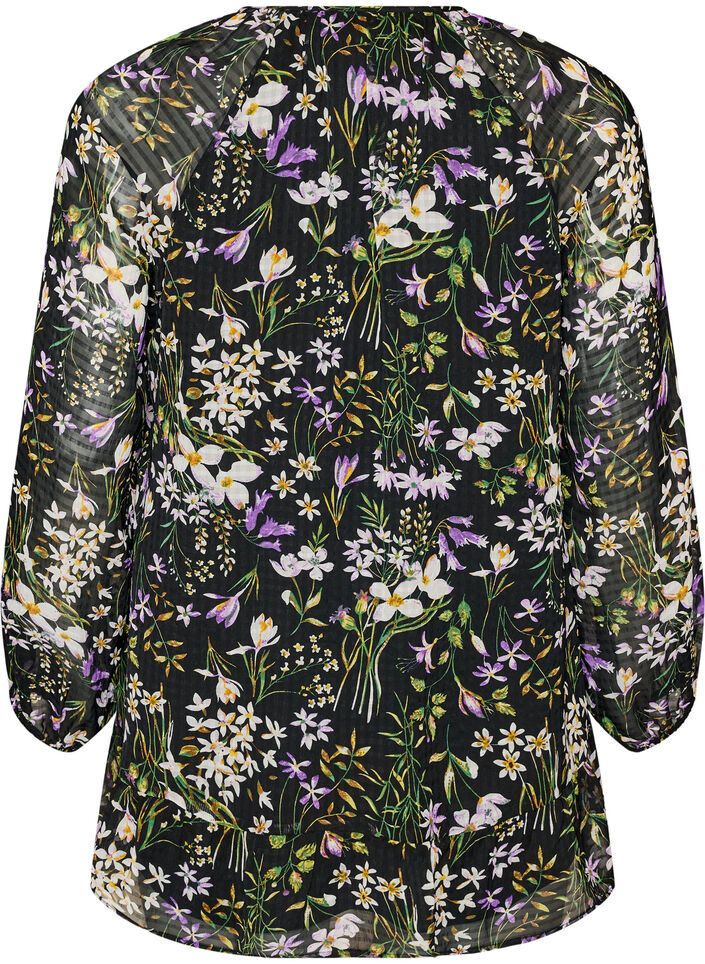Floral print A-line tunic, Black, Packshot image number 1