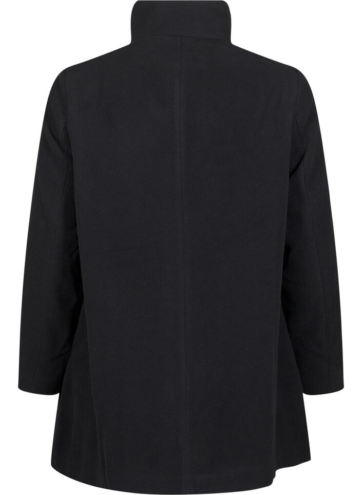 Short A-line coat, Black, Packshot image number 1