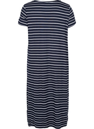 Striped short-sleeved midi dress, Night Sky Stripe, Packshot image number 1