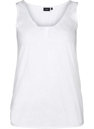 Top with lace trim, Bright White, Packshot image number 0