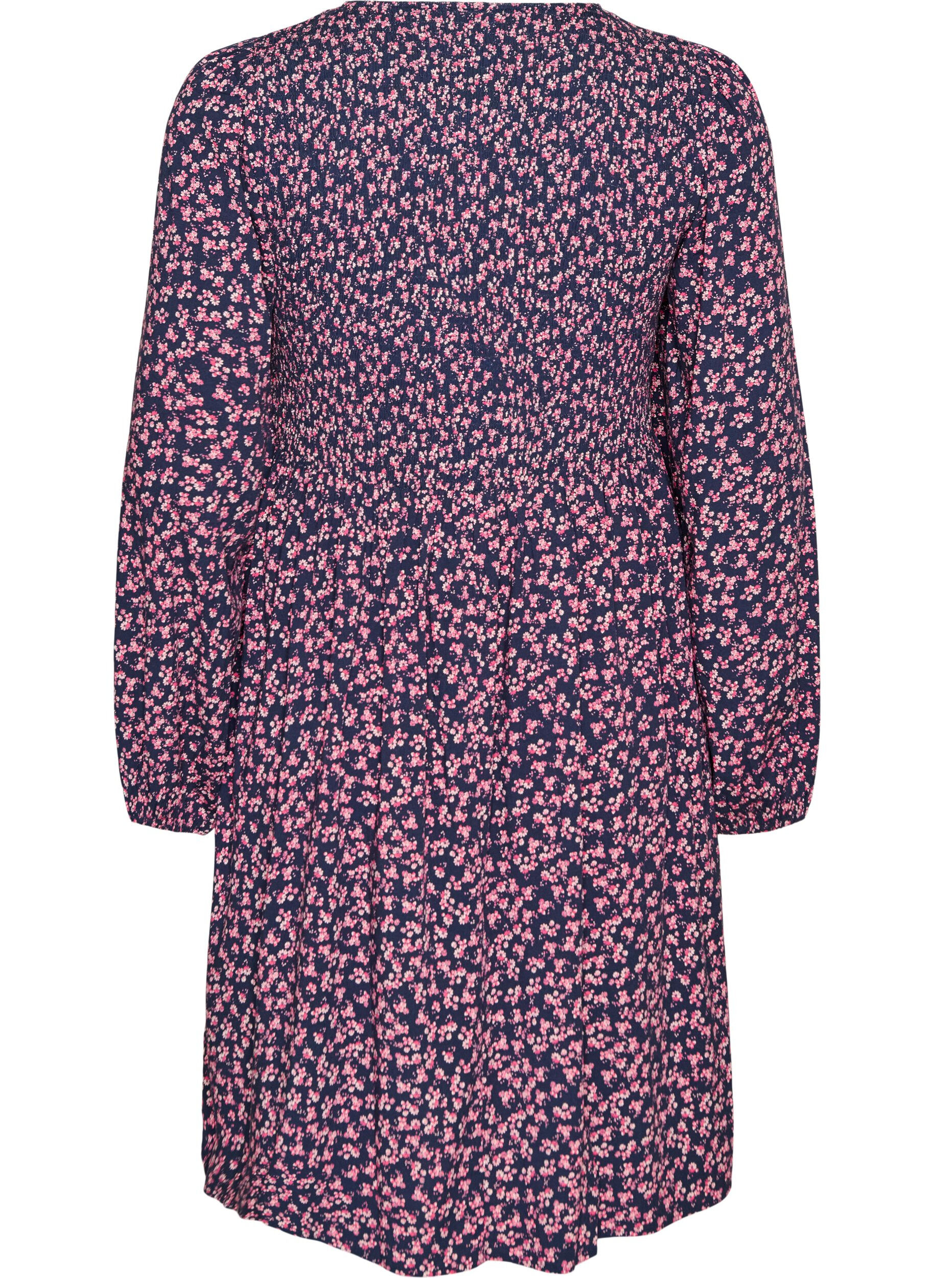 ZizzifashionDress with a smocked top and ditsy floral pattern, Blue, Packshot image number 1