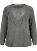 Knitted wool sweater with ruffle detail, Dark Grey Melange, Packshot image number 0