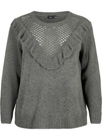 Knitted wool sweater with ruffle detail