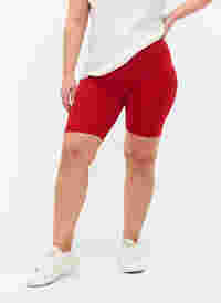 Plain-coloured basic bike shorts, Tango Red, Model