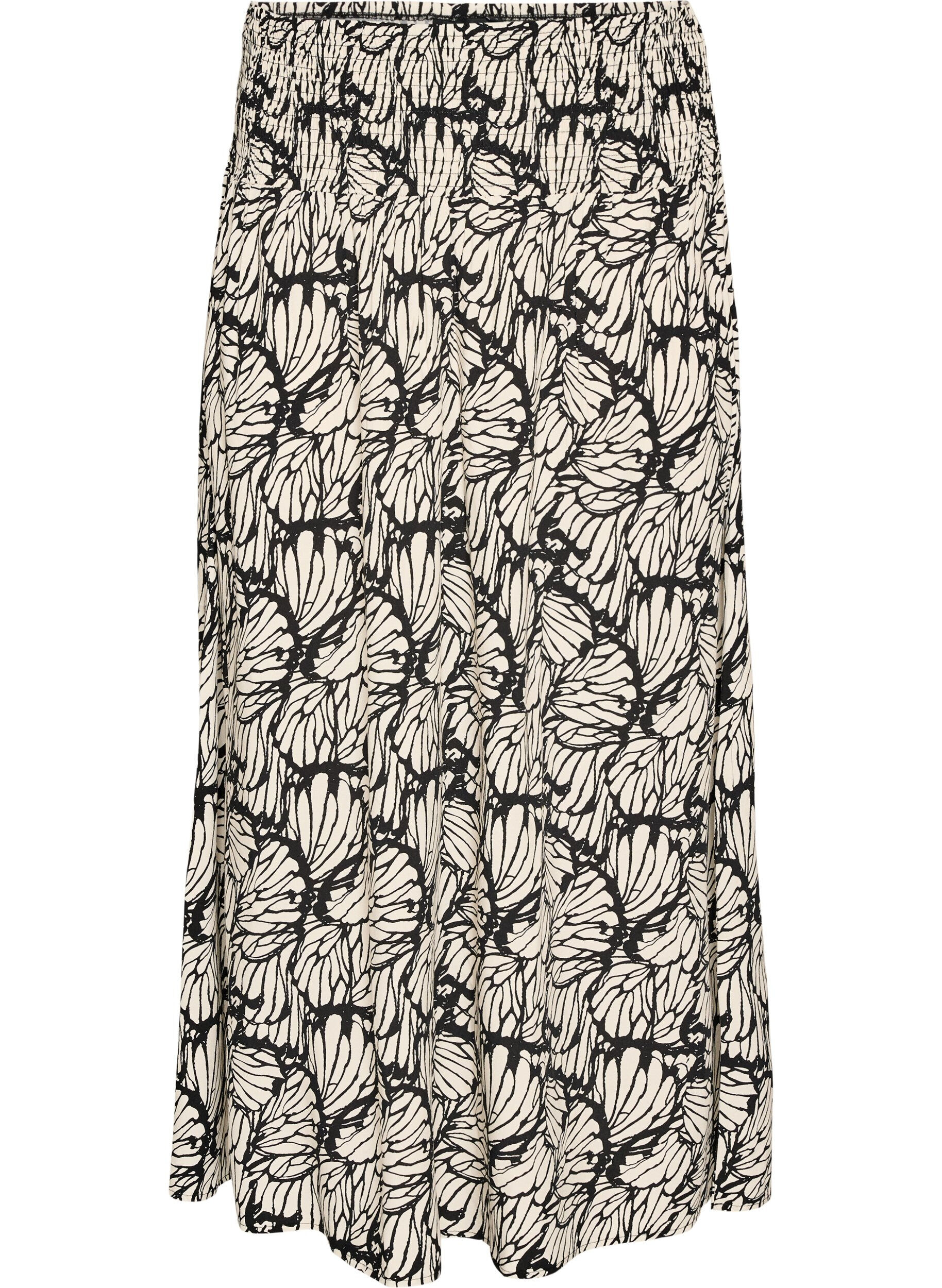 ZizzifashionViscose maxi skirt with smocking, Black, Packshot image number 0