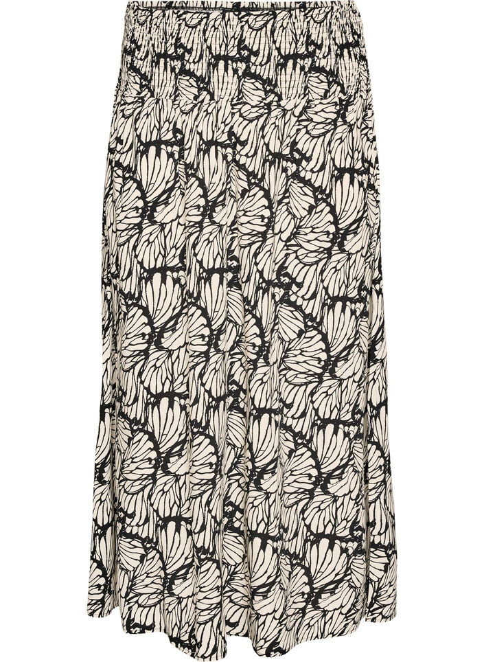 Viscose maxi skirt with smocking, Black, Packshot image number 0