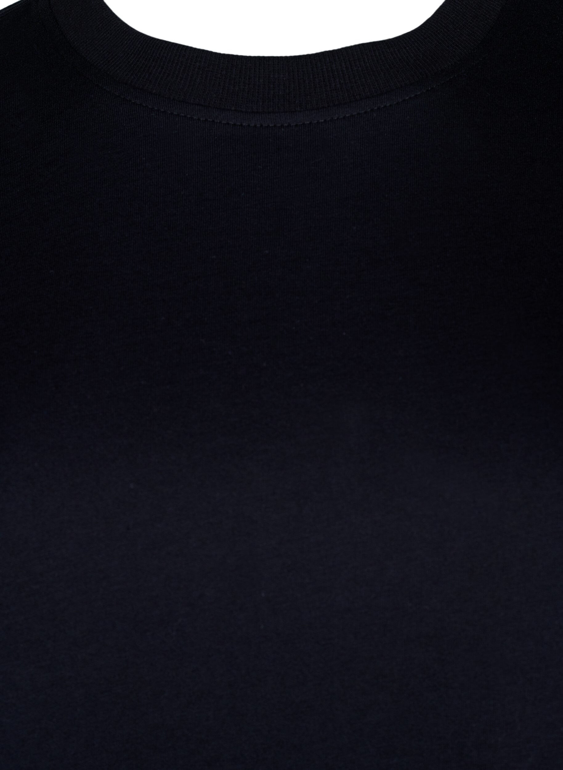 ZizzifashionBasic cotton T-shirt with round neck, Black, Packshot image number 2