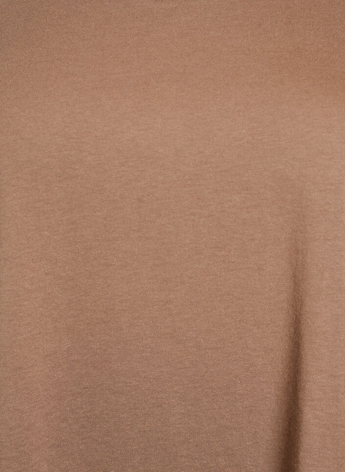 Short-sleeved cotton blend t-shirt, Brown, Packshot image number 2