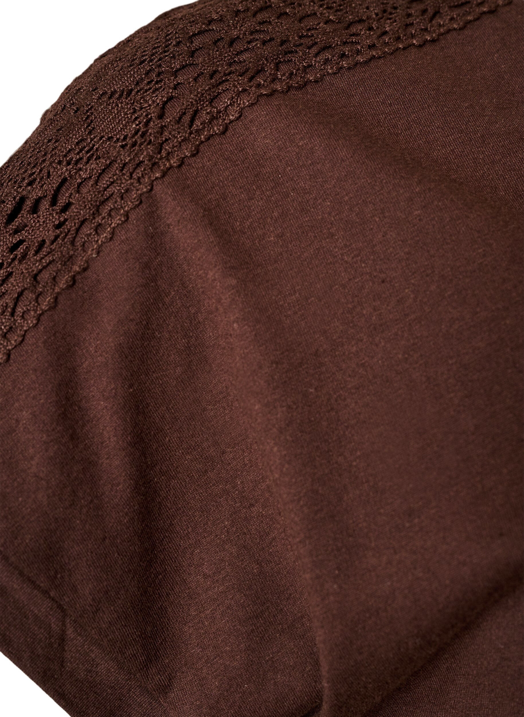 ZizzifashionCotton T-shirt with crochet detail, Brown, Packshot image number 3