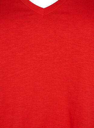 Short-sleeved basic t-shirt with v-neck, Flame Scarlet, Packshot image number 2