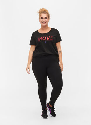 Workout leggings with reflex and inner fleece, Black, Model image number 3