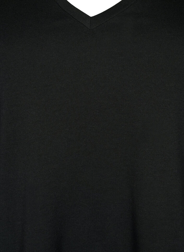 Short sleeve t-shirt with v-neckline, Black, Packshot image number 2