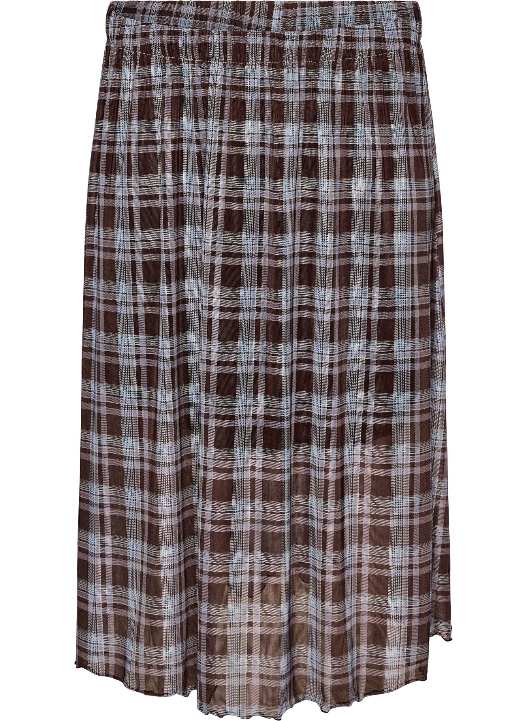 ZizzifashionChecked mesh midi skirt, Blue, Packshot image number 0