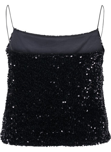 Top with sequin and narrow straps, Black Sequins, Packshot image number 1