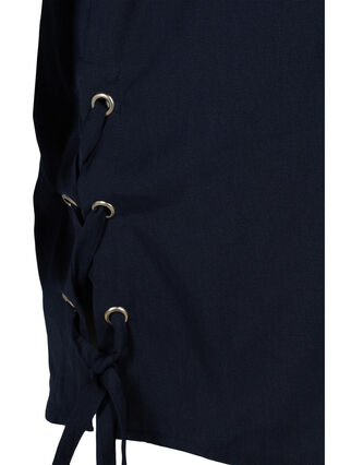 Dress with v-neck and cord details, Medieval Blue, Packshot image number 3