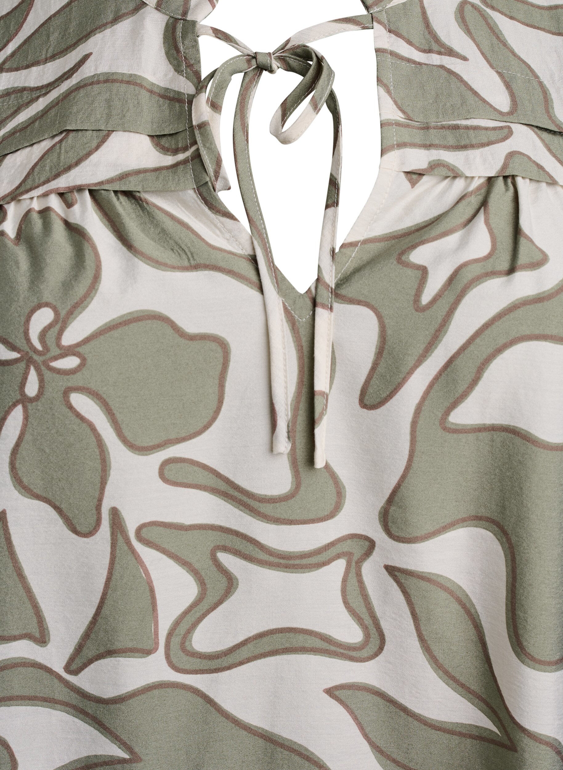 Zizzifashion Viscose tunic with print, Oil Green Grap. AOP, Packshot image number 2