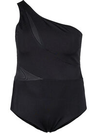 One-shoulder swimsuit with mesh