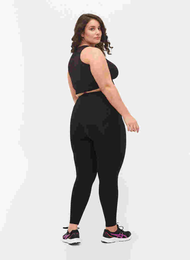 Seamless training leggings with structure, Black, Model image number 1