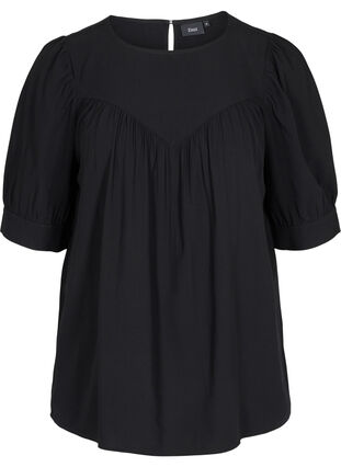 A-line blouse in viscose, Black, Packshot image number 0