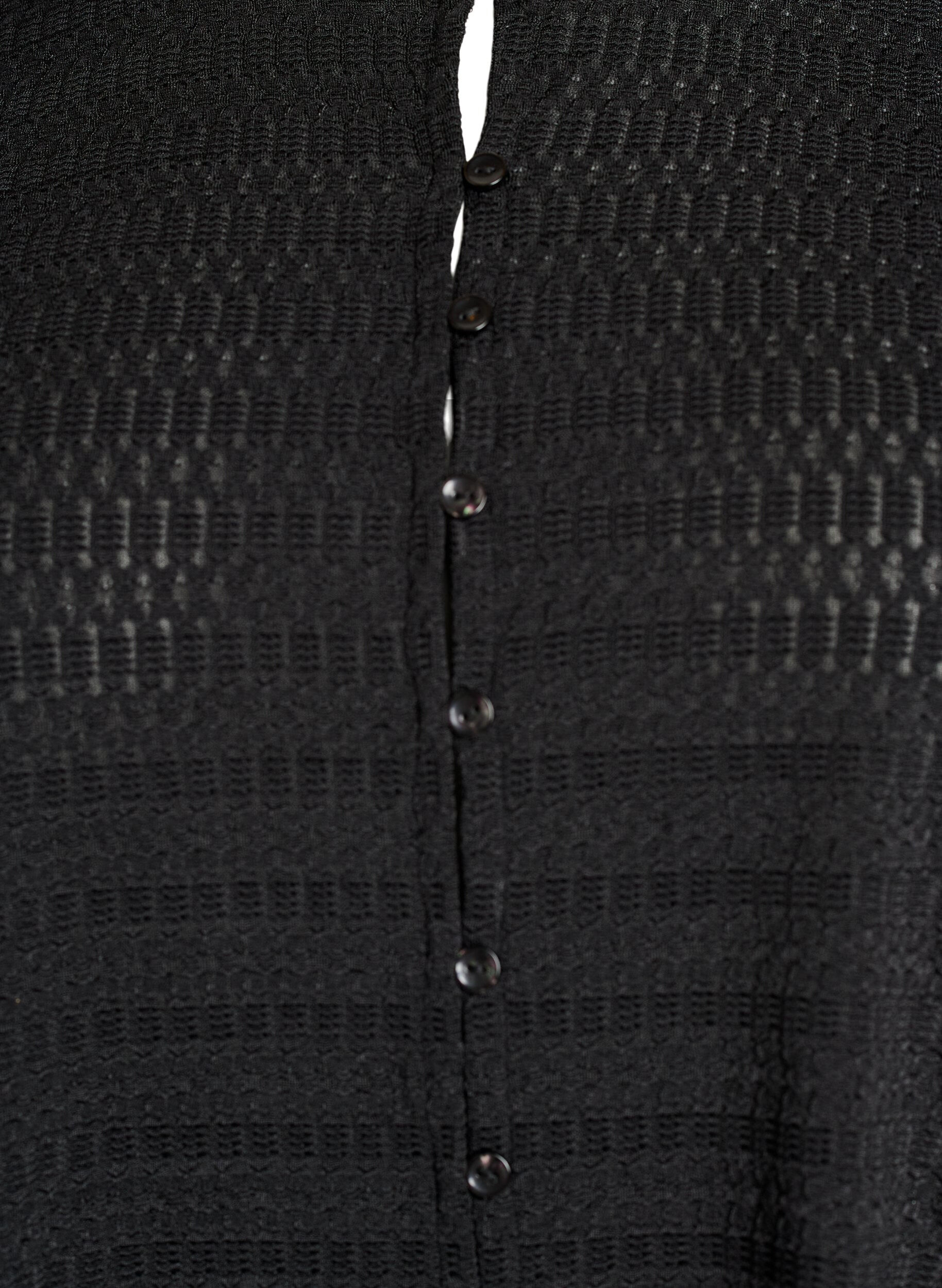 Zizzifashion Blouse with textured pattern and button fastening, Black, Packshot image number 2