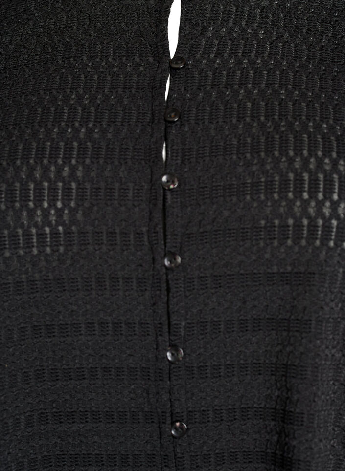 Blouse with textured pattern and button fastening, Black, Packshot image number 2