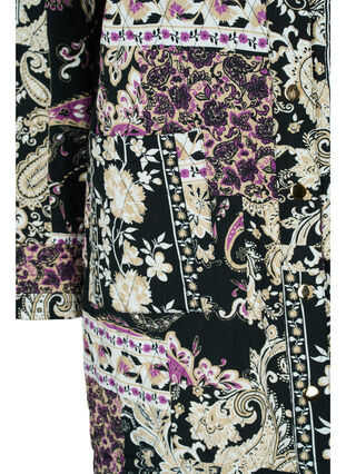 Quilted jacket with paisley print and button closure, Black Patchwork AOP, Packshot image number 3