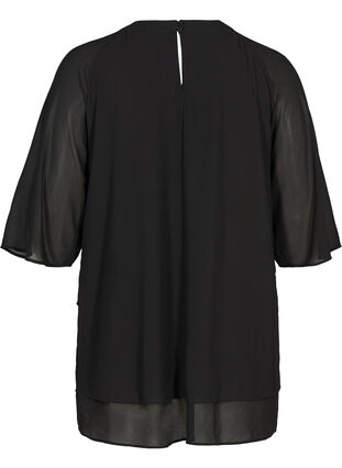 Chiffon blouse with 3/4 sleeves, Black, Packshot image number 1