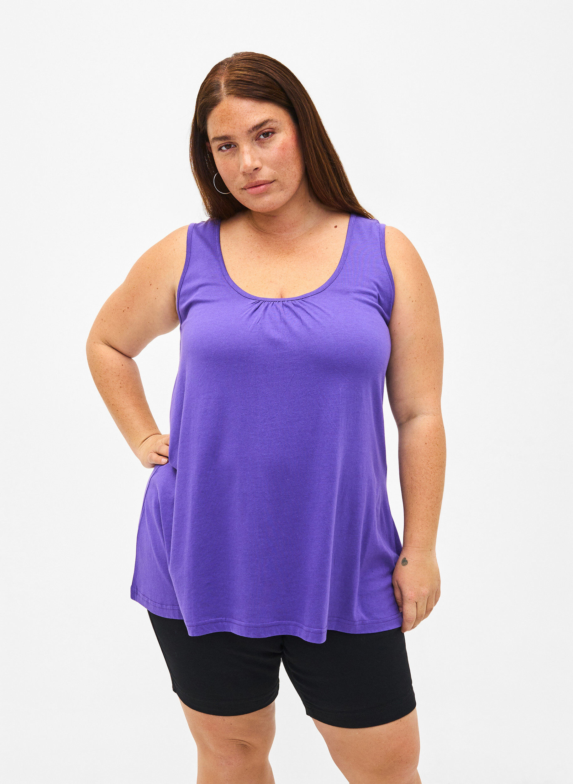 Zizzifashion Top with a-shape and round neck, Ultra Violet, Model image number 0