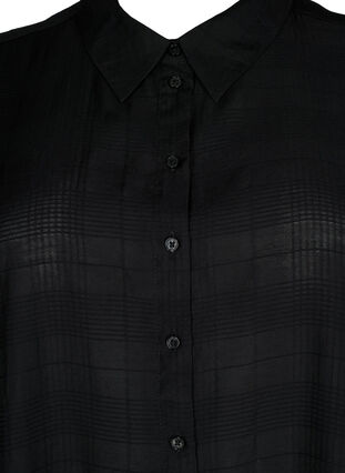 Long shirt in viscose with texture, Black, Packshot image number 2