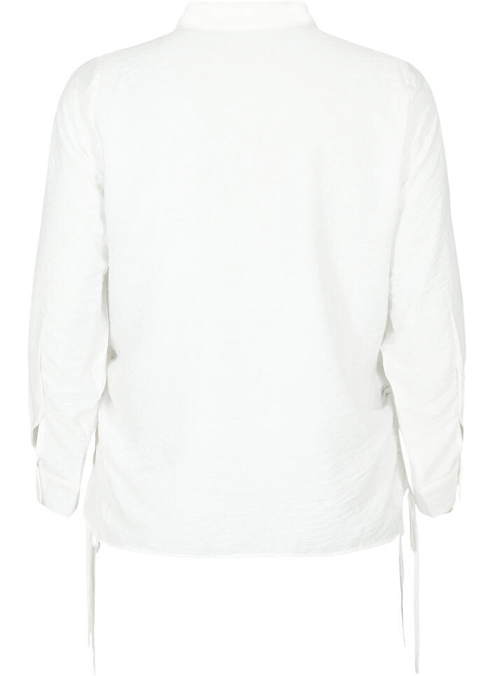 Viscose shirt with ruffle detail, Bright White, Packshot image number 1
