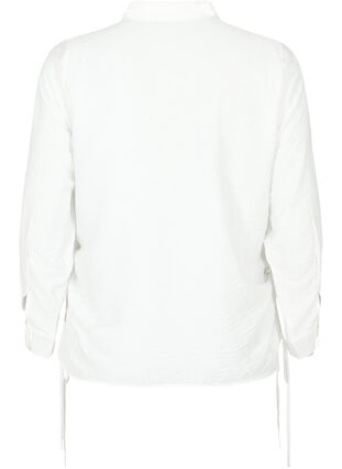 Viscose shirt with ruffle detail, Bright White, Packshot image number 1